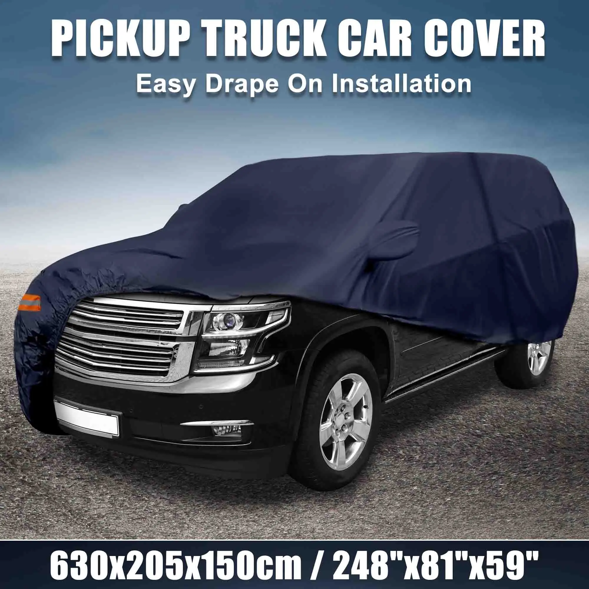 X Autohaux SUV Cover for Chevrolet Tahoe 4 Door 2007-2020 Waterproof Sun Rain Dust Wind Snow Protection 190T PU W/ Door Zipper