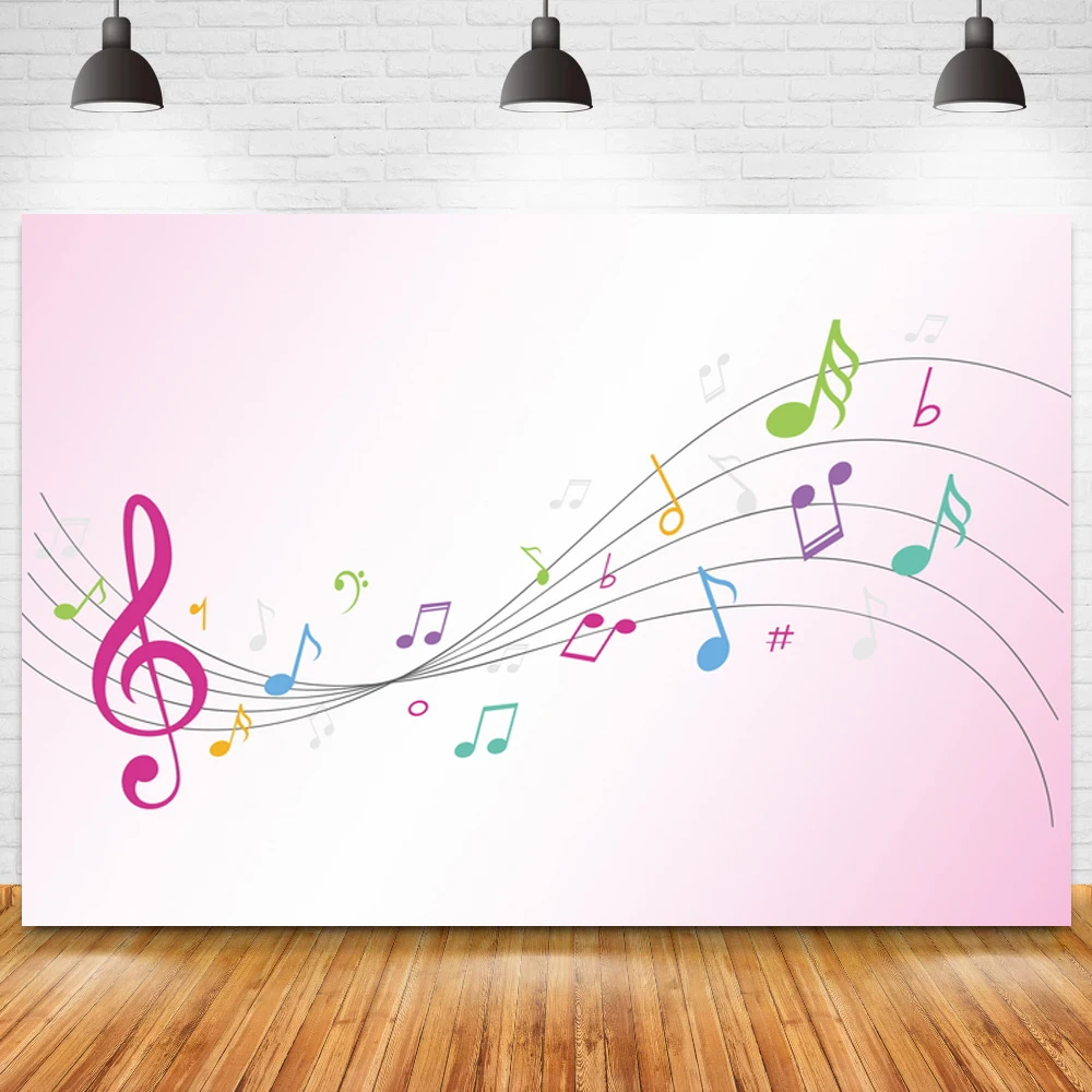 Music Symbols Gradient Board Party Backdrop Kids Birthday Celebration Singer Competition Photography Background Table Decor