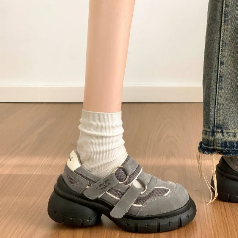 

2026Women's Shoes High Quality Cowhide Casual Shoes Fashion Thick-soled Sneake Breathable Mesh Casual Shoes Zapatillas De Mujer