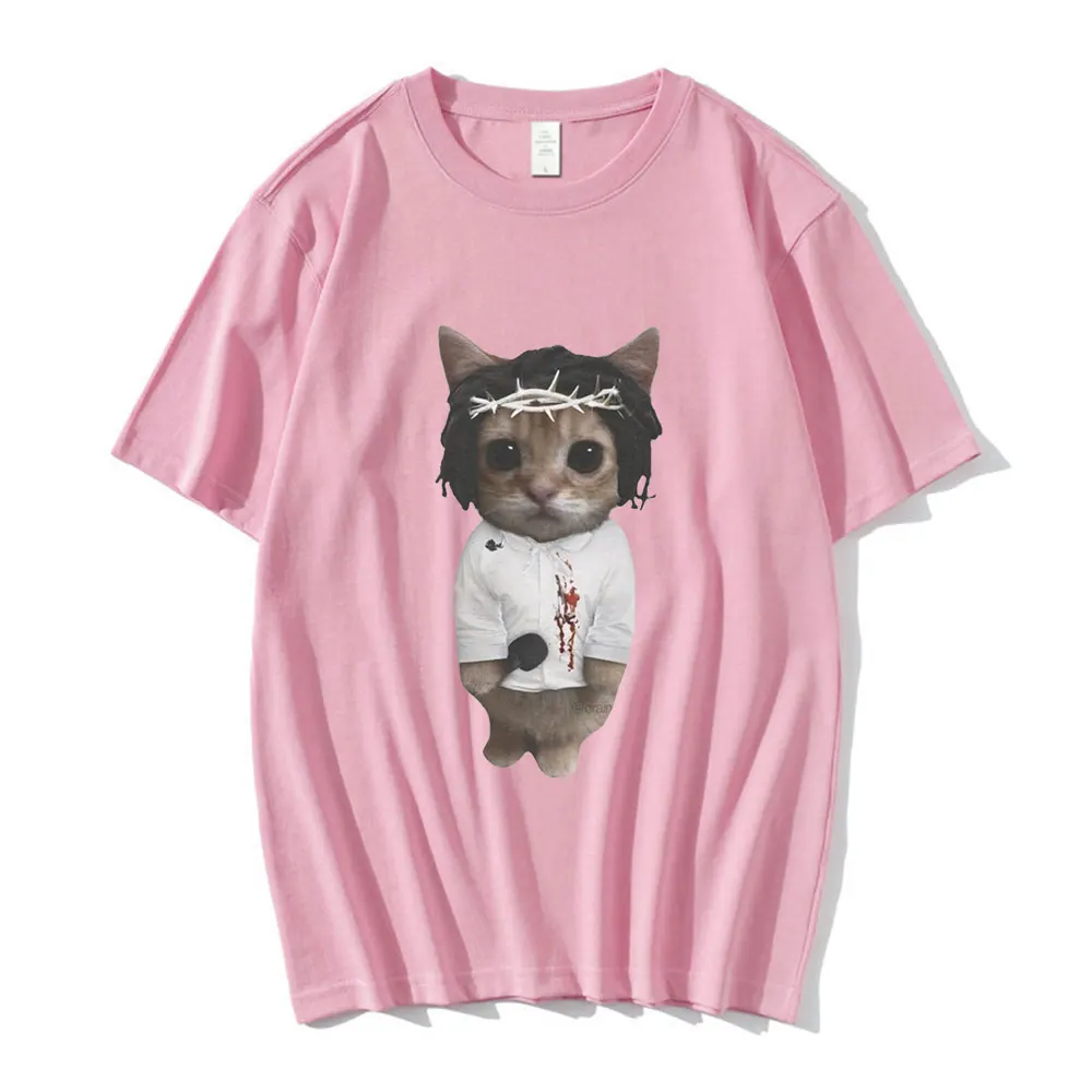 Funny Kendrick Lamar Kitty Cat Meme T-shirt Men's Women Fashion Harajuku Short Sleeve T Shirts Casual Cotton Oversized T-shirts