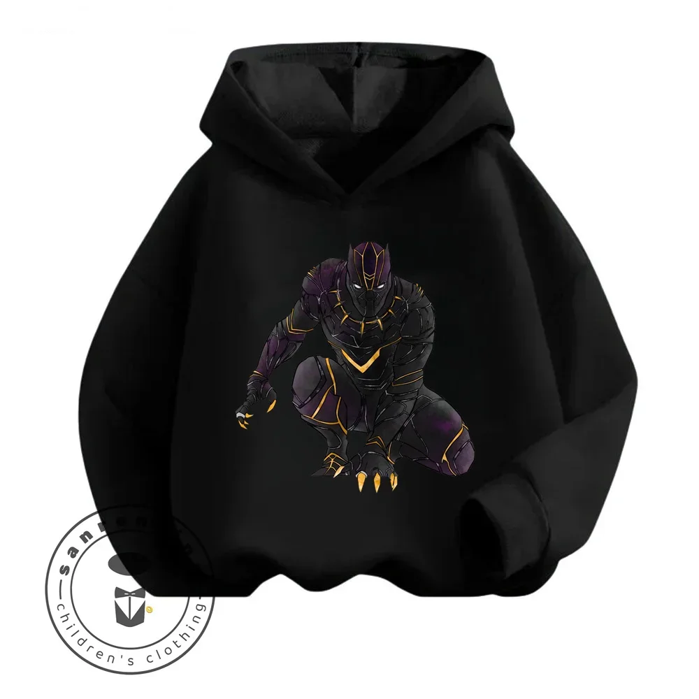 Casual Black Panther Cartoon Collection A Perfect Blend of Creativity Purity and Artistic Sensibility Kids Long Sleeve Hoodie