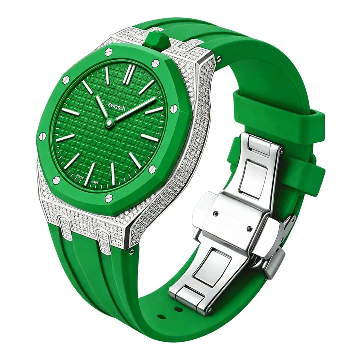 Watch Strap for X AP Royal Pocket Case Stainless Steel Case with Silicone Straps Set Replacement Band