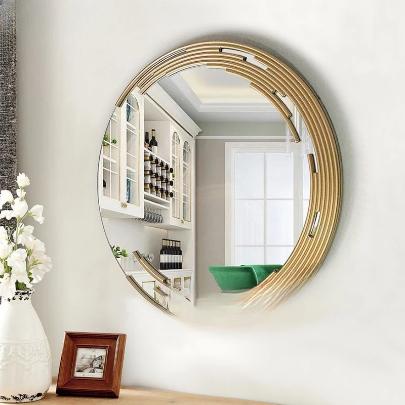 Round hand washing bathroom bathroom mirror wall-mounted vanity mirror Hotel lobby porch decorative