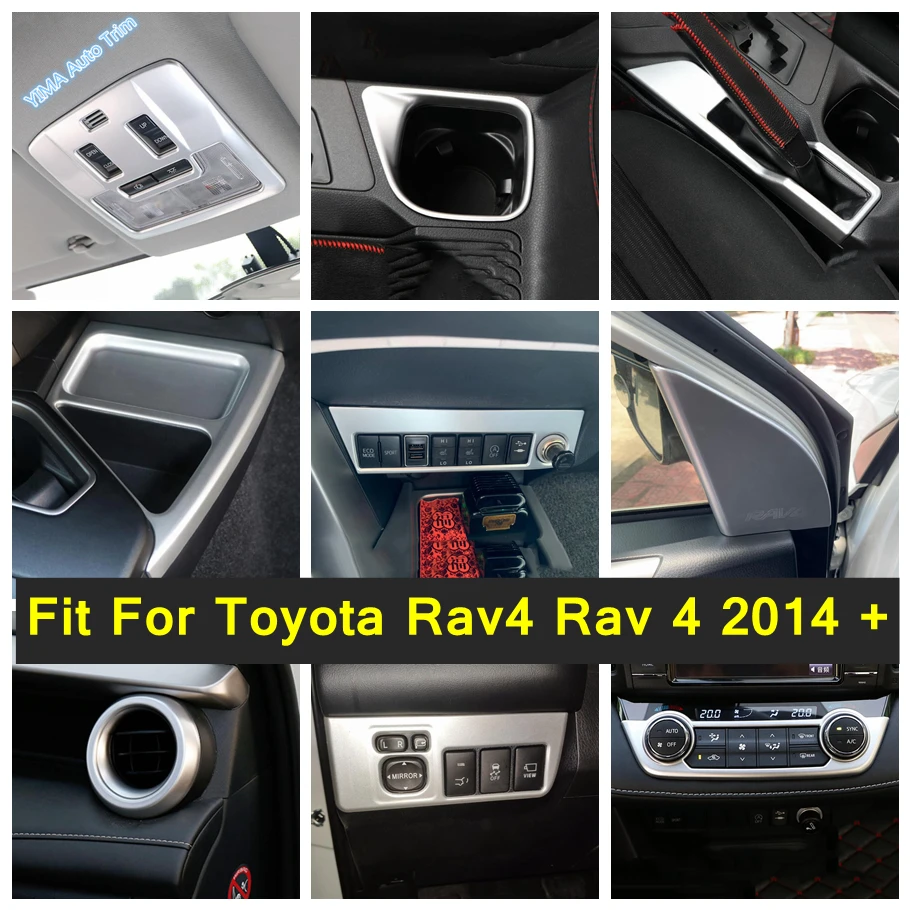 

For Toyota Rav4 Rav 4 2014 - 2018 Auto Storage Box / Cup Holder Water Bottle Drinks / Handbrake / AC Cover Trim ABS Accessories