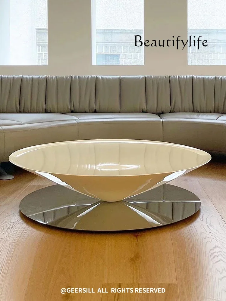 X French Cream Conical Suspended Flying Saucer Coffee Table Extremely Simple Modern Living Room Household Italian Style