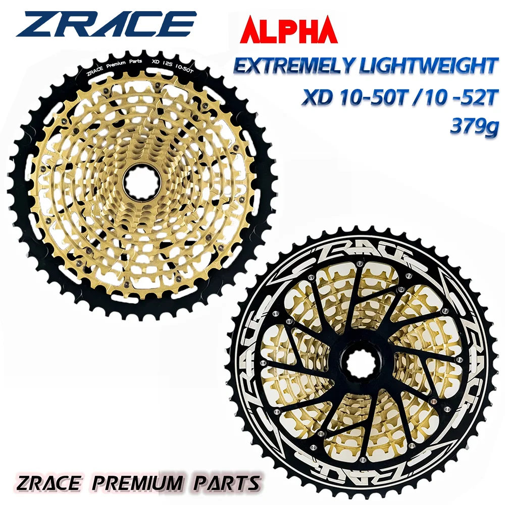 ZRACE ALPHA EX 12s XD Cassette 12 Speed MTB Bike Freewheel 10-50T 10-52T - Gold, Compatible XD Freehub, XX1 X01 GX NX Eagle