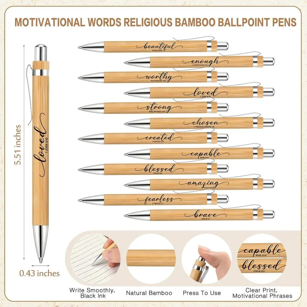 Bulk Christian Gifts: Pastor Ministry Christmas Spiral Notebook & Bamboo Pen with Bible Verses for Church & Sunday School (Brown