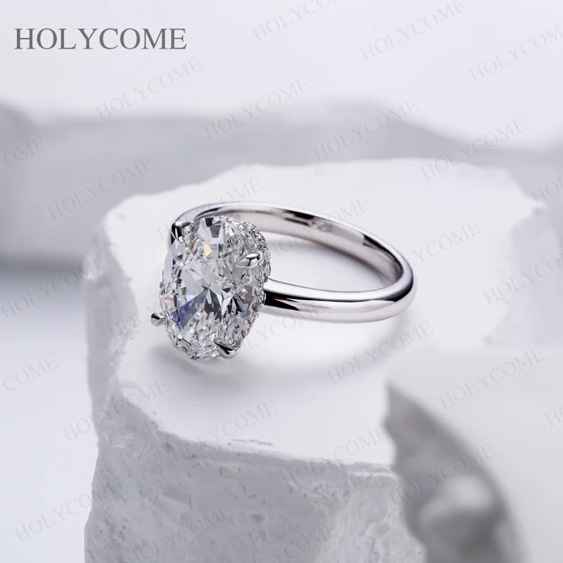 1/2/3CT Oval Cut Lab Diamond Solitaire Ring 4 Prong Setting PT950/10K/14K/18K Gold Luxury Women Engagement Wedding Fine Jewelry