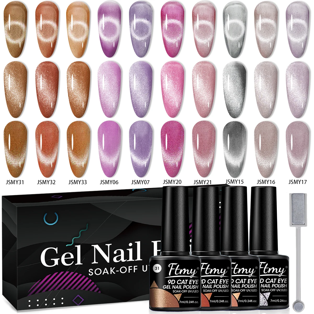 

10 гель-лак для ногтей «кошачий глаз» — блестящий, прочный/светодиодный, гладкое применение, подходит для улучшения ногтей и дизайна ногтей, ногтей g