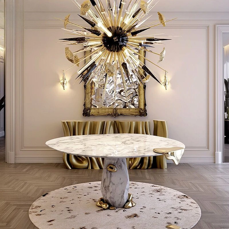 Creative marble dining table Portuguese villa living room artistic high-end round table