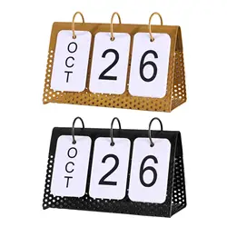 Creative Flip Perpetual Calendar, Table Iron Free Standing Home Office Decorative Simple Decoration Ornaments