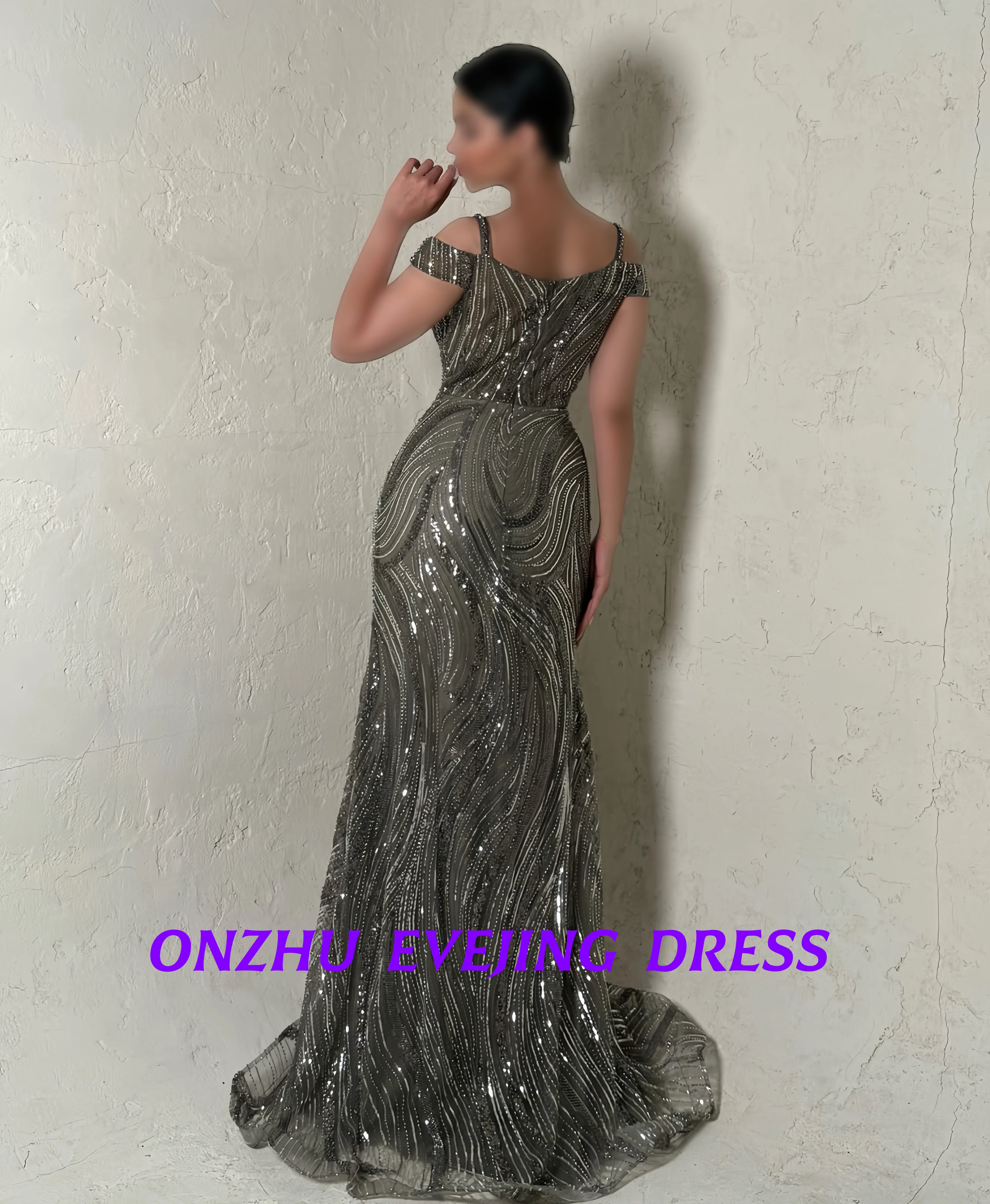 فساتين سهرة نسائية مخصصة بياقة حلوة بدون أكمام على شكل حورية البحر للمناسبات الخاصة