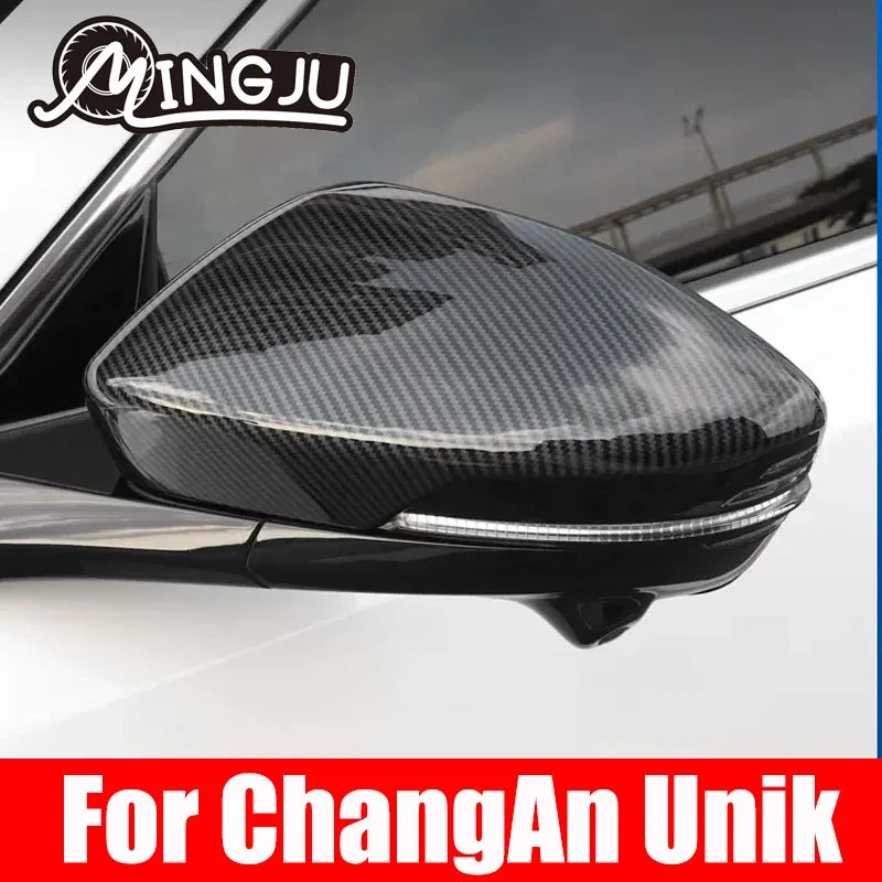 For Chang An Unik Uni k 2021 2022 2023 2024 Silver Carbon Color Car Rearview Mirror Covers Side Wing Mirror Caps Rain eyebrows