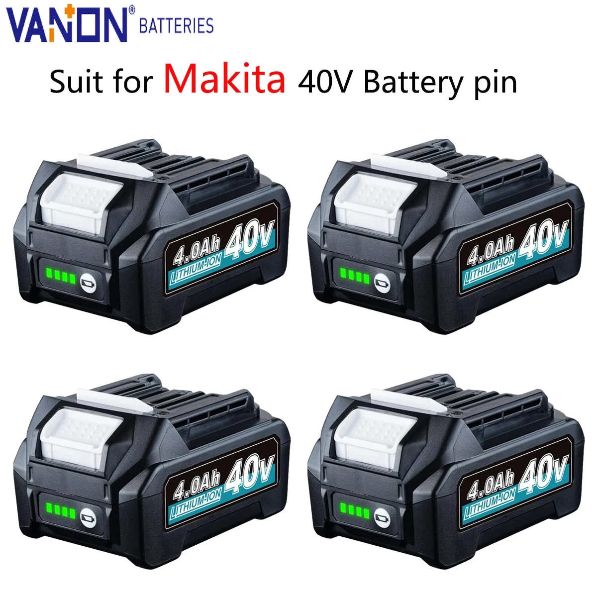 

VANON 1/2/4Pack BL4025 4.0Ah 40V MAX Lithium Battery Replace for Makita BL4050 BL4080F BL4040 BL4025B BL4020 Tools Battery pin