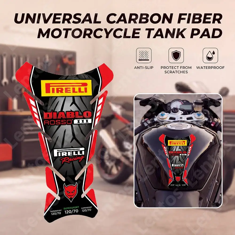 

For PIRELLI Motorcycle Fish Bone Fuel Tank Sticker Anti-Slip Tank Pad Decal