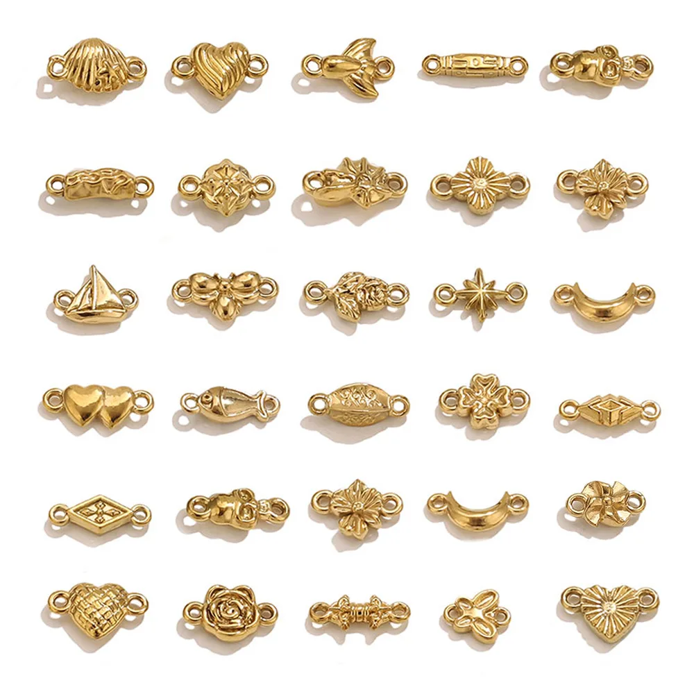 

20pcs Stainless Steel Double-hole Connectors Small Charm for Jewelry Making Crab Butterfly Shape DIY Necklaces Bracelet Findings
