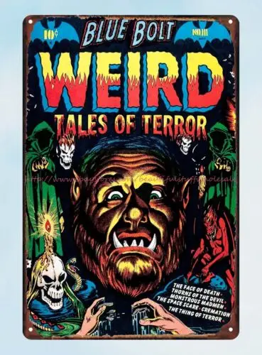 Blue Bolt comic Weird Tales of Terror 1951 metal tin sign bedroom wall art