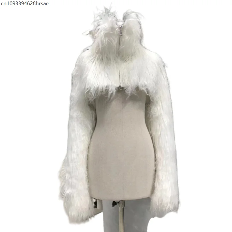 الخريف الشتاء سميكة الدافئة شعر أشعث اقتصاص فو الفراء معطف الرجال الفاخرة مصمم الملابس السوداء رقيق سترة 2025