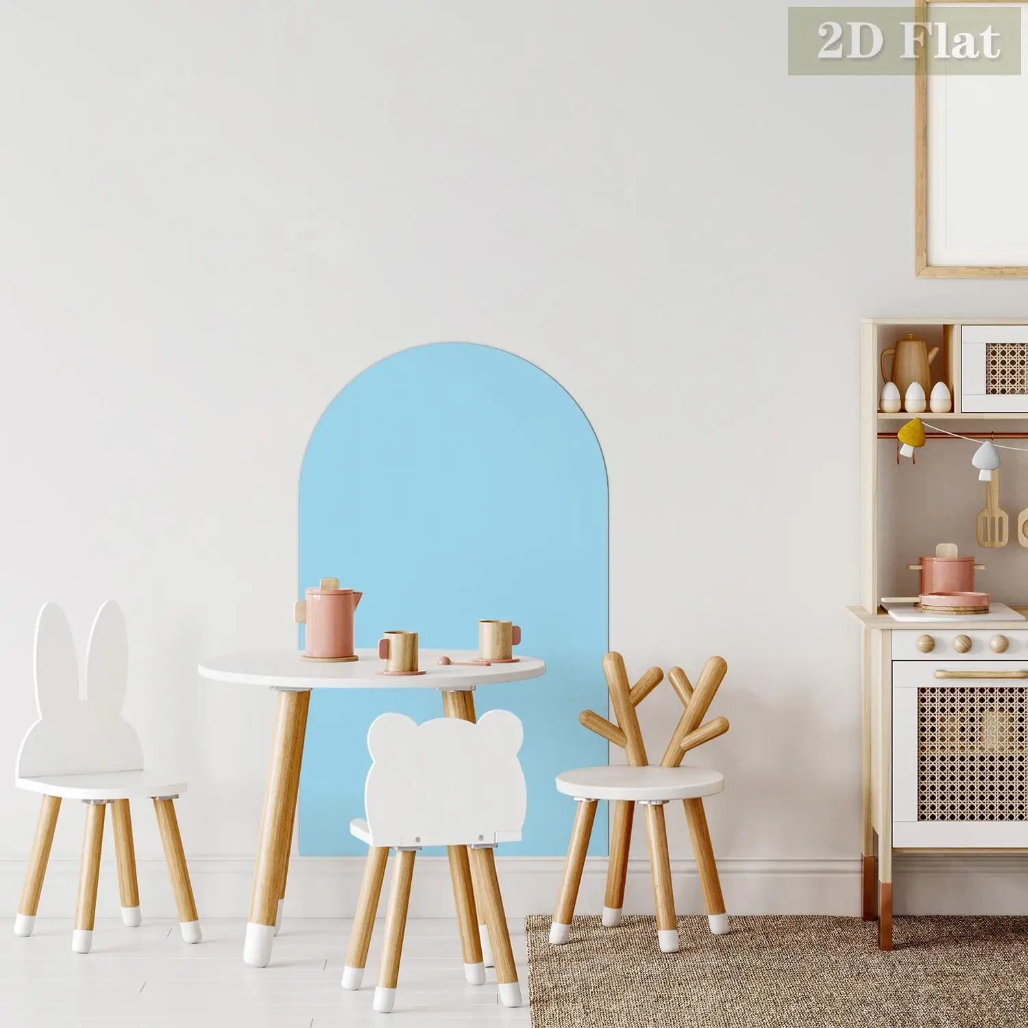 1 pçs luz azul arqueado decorativo quadro branco magnético adesivo de parede, auto-adesivo, fácil de remover, decoração da sala de estar