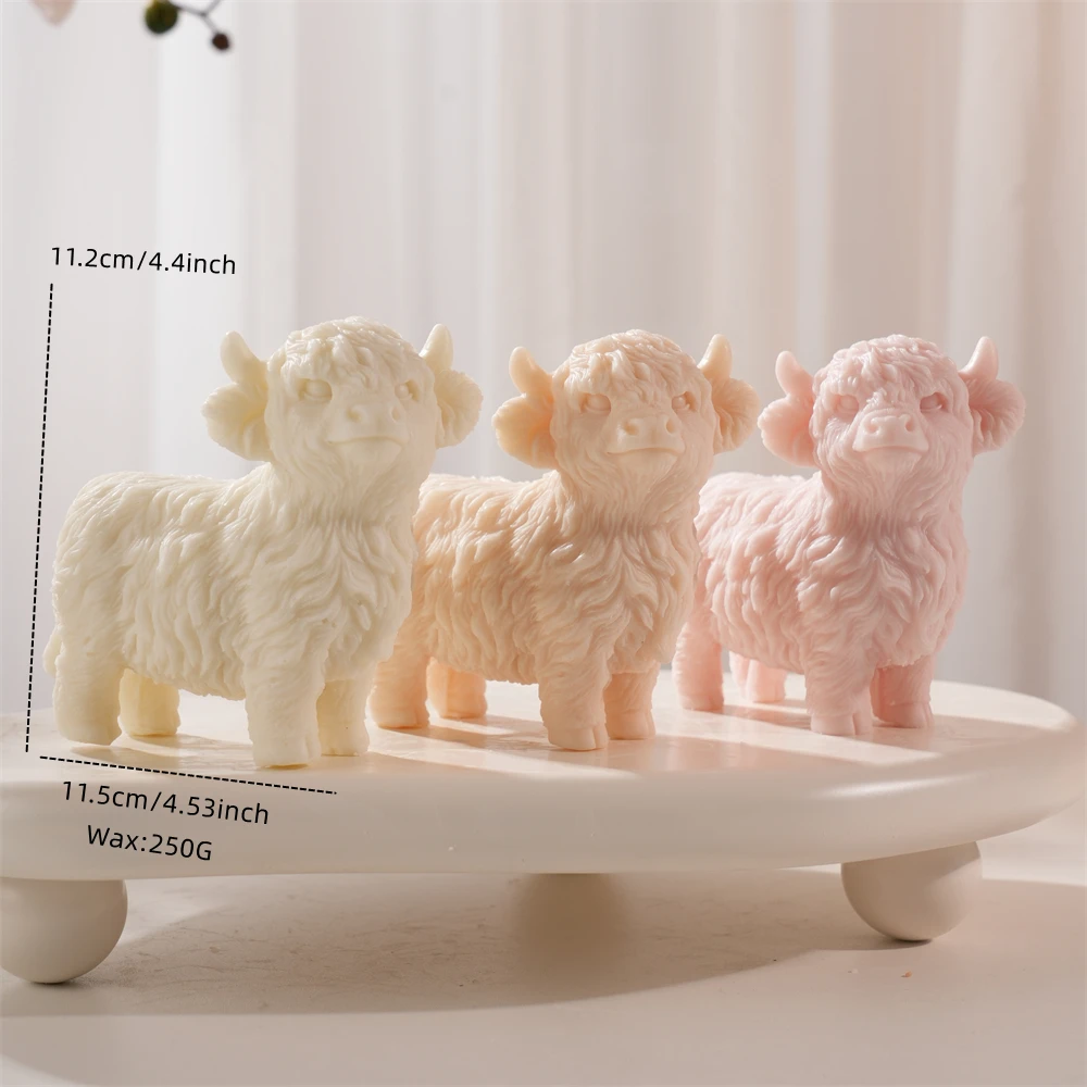

11.2CM Animal Cow Soy Wax Silicone Mould Highland Cattle Cow Candle Mold Figurine Animal Lover Home Decor