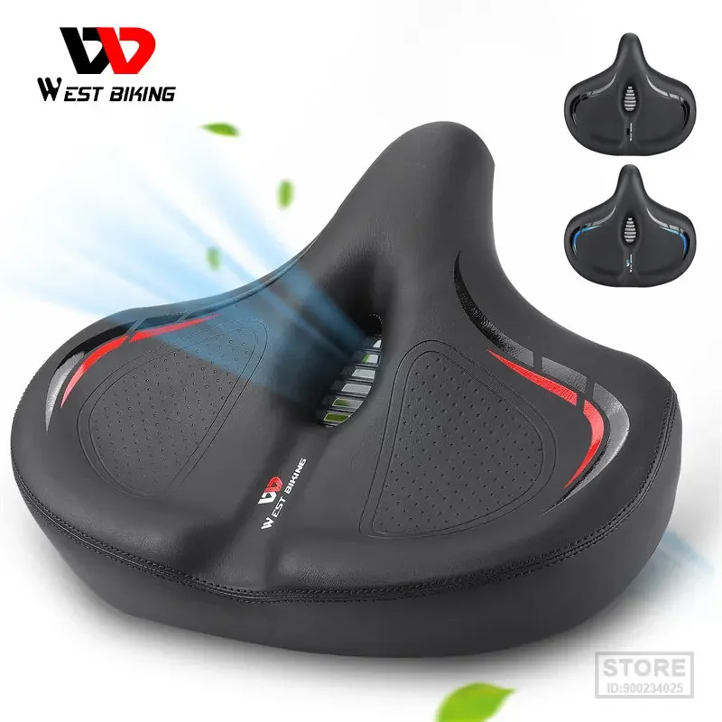 

WEST BIKING Oversized MTB Bike Seat Wide Bicycle Sofa-Like Comfy Saddle Universal Electric Bike Exercise Stationary Bike Seat