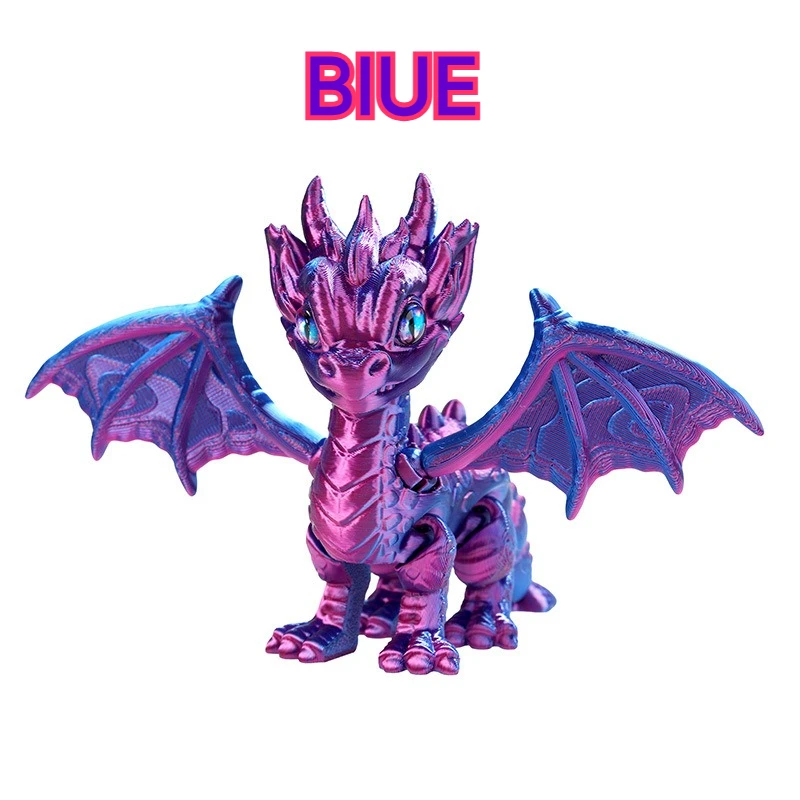 7cm 3D Printed Articulated Winged Dragon Figurine Lucky Power PLA Model Desktop Decor Adult Collectible Multiple Optional Colors