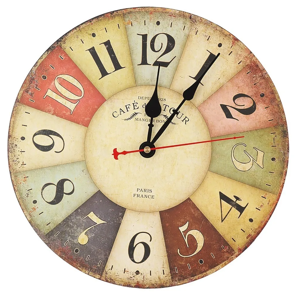 12 Inch Quartz Wall Clock Battery Operated Silent Movement Wooden Wall Clock MDF Material Colorful Finish Home Decor Clock