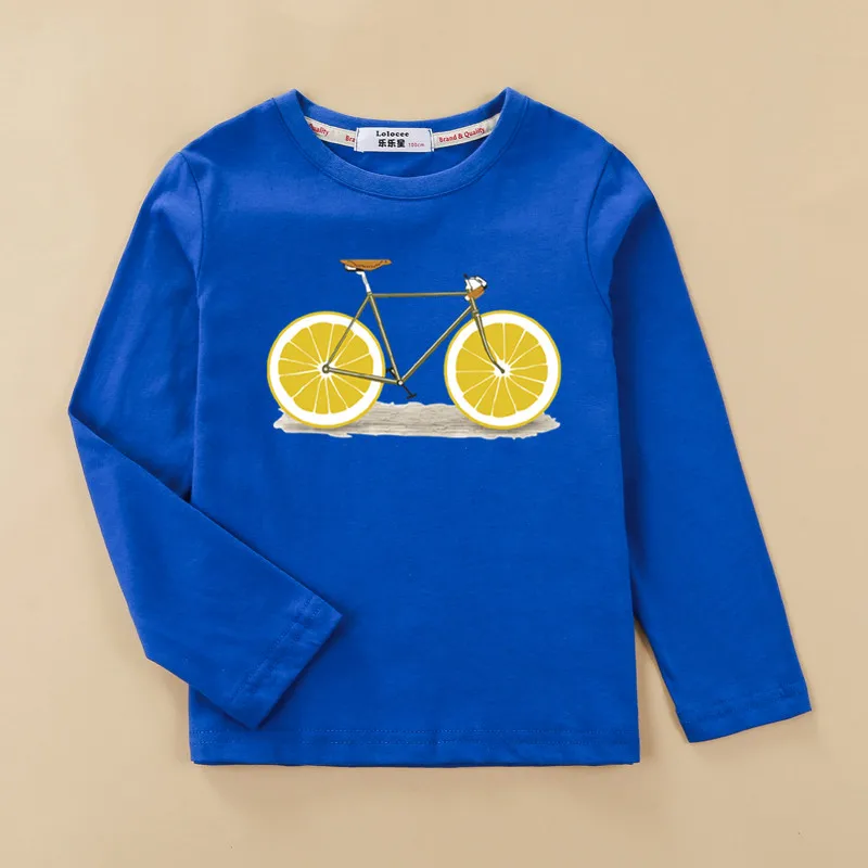 Aimi Lakana Long Sleeve Shirts Kids Fruit Bicycle T-Shirt Boy Girls Cotton Tops Funny Bike Clothes Spring Autumn Tees 3T-14T