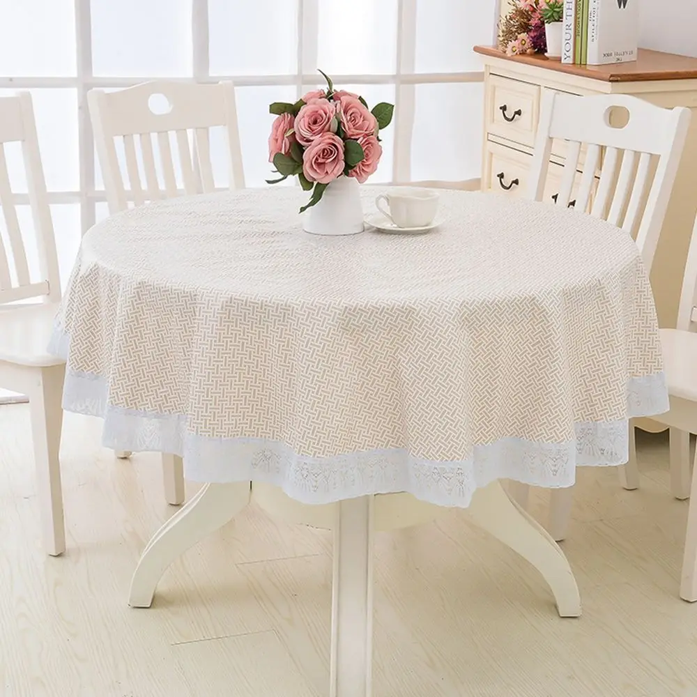 

Pastoral PVC Plastic Fabric Round Dining Table Wipeable Oilproof Kitchen Tablecloth Table Cloth Home Decor Table Cover