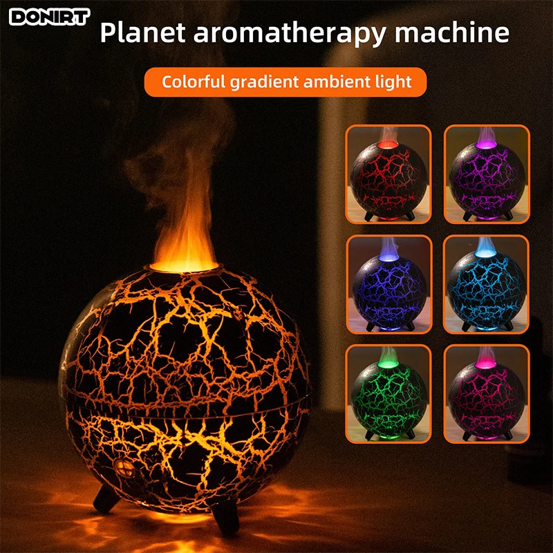 New Creative Planet Mini Aroma Diffuser Essential Oil Humidifier Colorful Flame Lamp USB Home Desktop Aromatherapy Air Diffuser