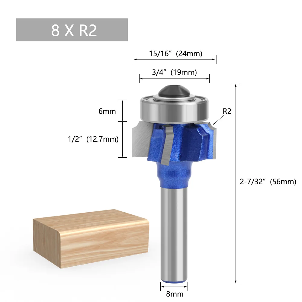 6/8mm 1/4 Shank 4 Flutes Router Bit Set Woodworking Milling Cutter R1 R2 R3 Trimming Knife Edge Wood Drilling Bits High Quality