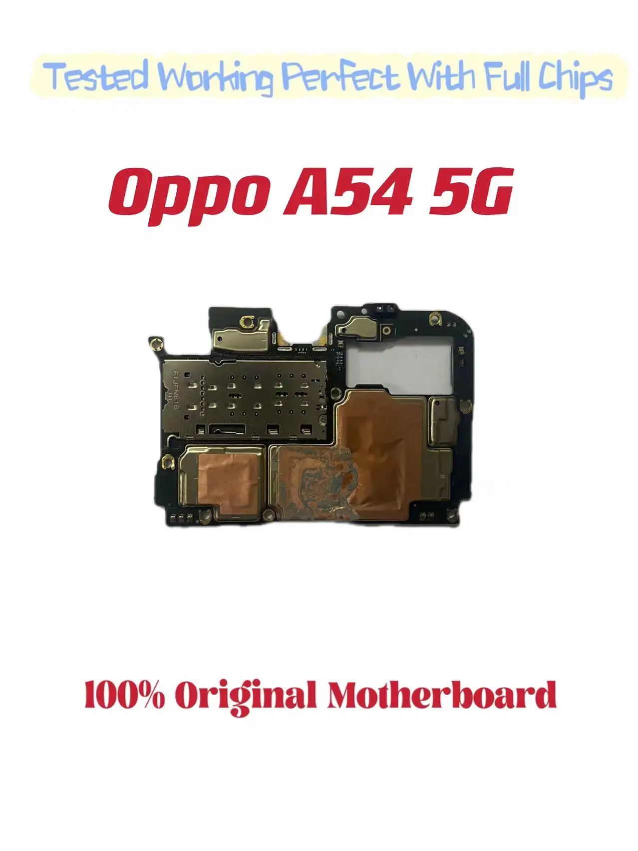 Original Unlocked Main Board for OPPO A54 5G Mainboard, Motherboard with Chips Circuits, Flex Cable