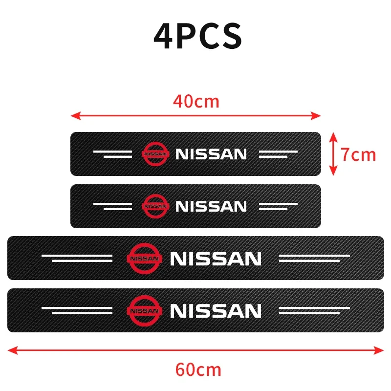 4pcs Car Door Sill Scuff Plate Carbon Fiber Stickers For Nissan Qashqai J10 J11 J12 2009 2011 2012 2013 2015 2018 2019 2020 2021