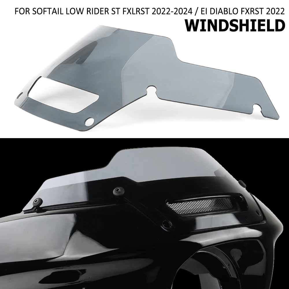 

Motorcycle Windscreen Windshield Wind Screen Shield Deflector For Harley Softail Low Rider El Diablo FXRS & ST FXLRST 2022-2024