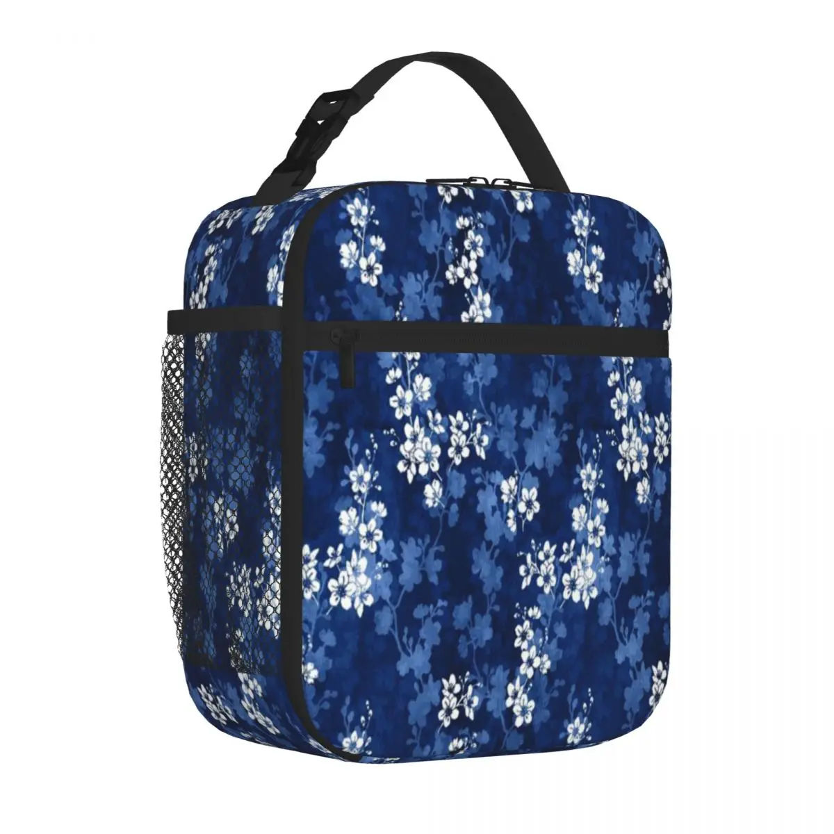 Hot Sale Sakura Blossom In Deep Blue Trendy Outdoor Lunch Bag Business Commute Lightweight Lunch Bag