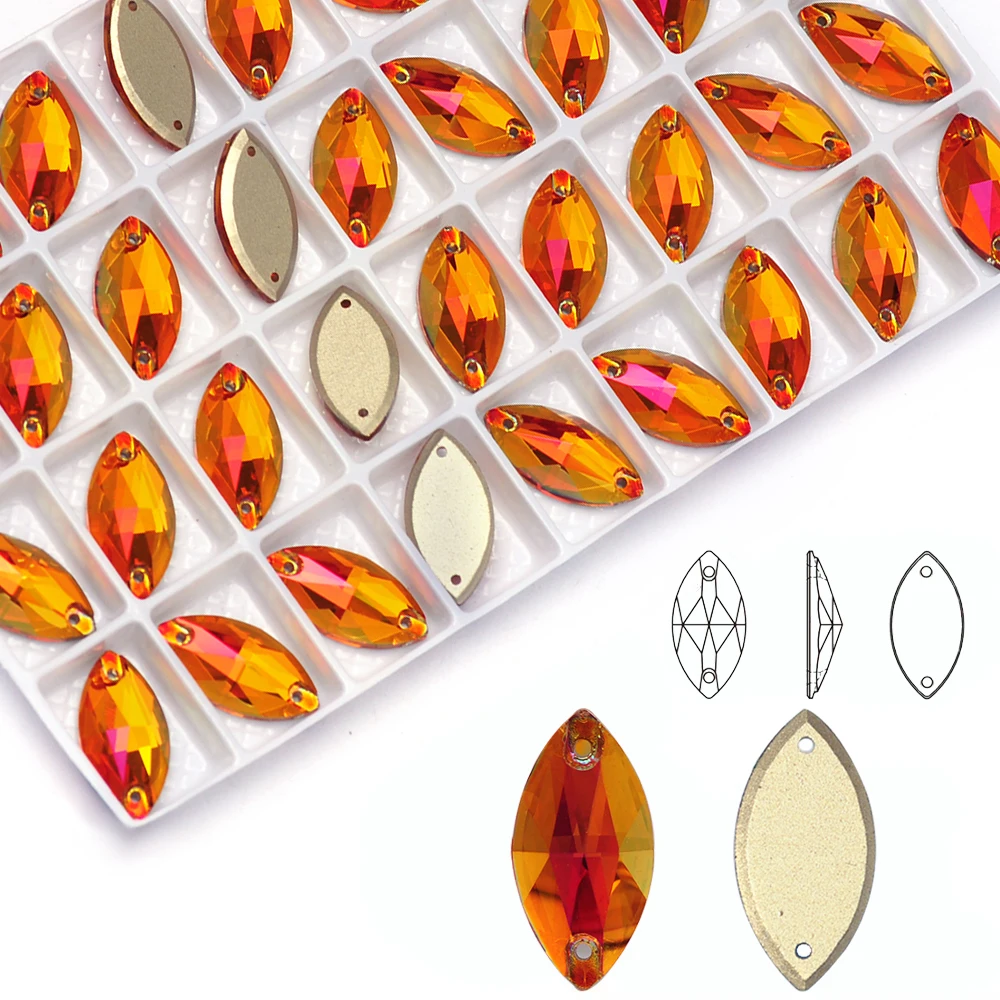 Astral Pink Sew on Crystal Flatback Rhinestones Navette Crystal Beads for Wedding Dress Sewing Garment Accessories