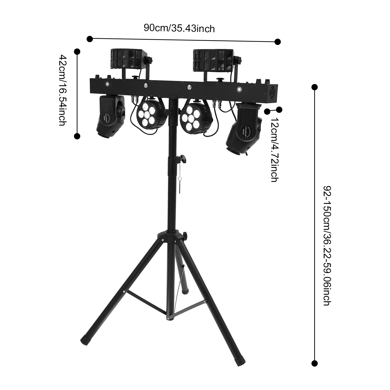 

Black DJ Party Light with Tripod Stand, Moble Bar Light, DJ LED Light for The Dance Floor, Large Party, Band Performance