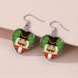 2024 New Cartoon Nutcracker Dangle Earring Heart Shaped Earrings Handmade Glass Dome Jewelry