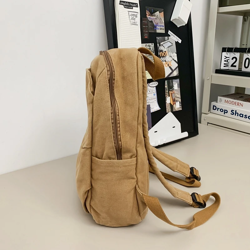 Solid Canvas Backpacks 100% Cotton School Bags Korea Style Cloth Satchels Simple Black Leisure Or Travel Shoulder Packages