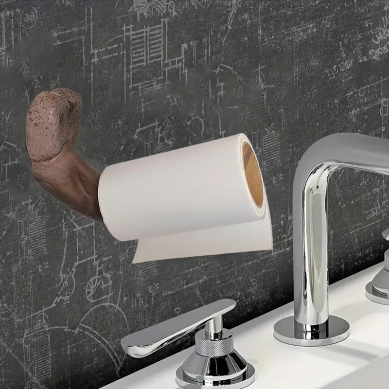 

Creative resin crafts spoof male phallus ornament bathroom kitchen toilet paper roll holder Funny model Home Decoration