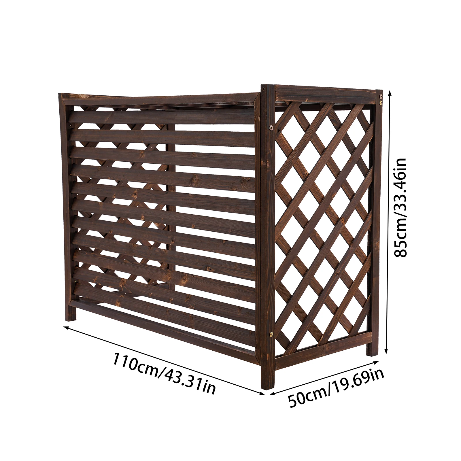 Air Conditioner Fence Screen, Carbonized Preservative Wood Air Conditioner Privacy Screen, Air Conditioner Screen for Outside