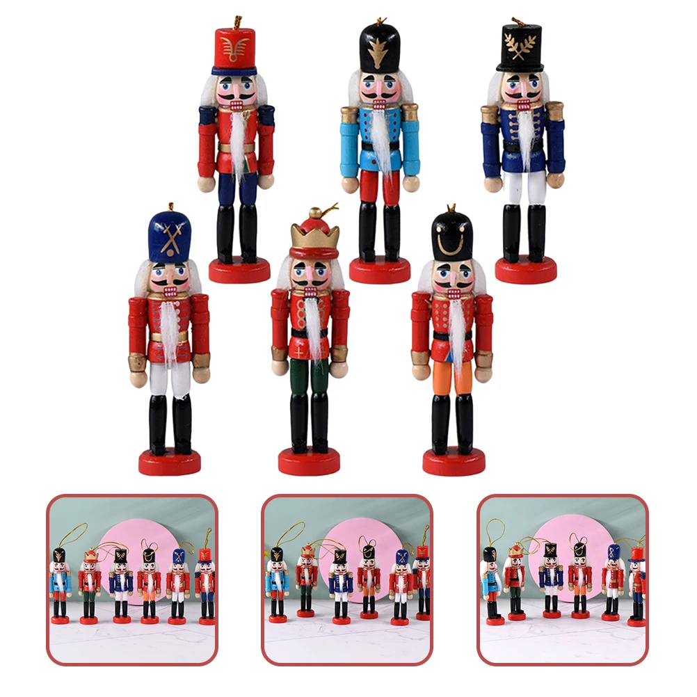 

1 set Nutcracker Ornament Decoration Miniature Christmas Nutcrackers Desktop Crafts Figurines Walnut Soldier Decor Hanging Xmas