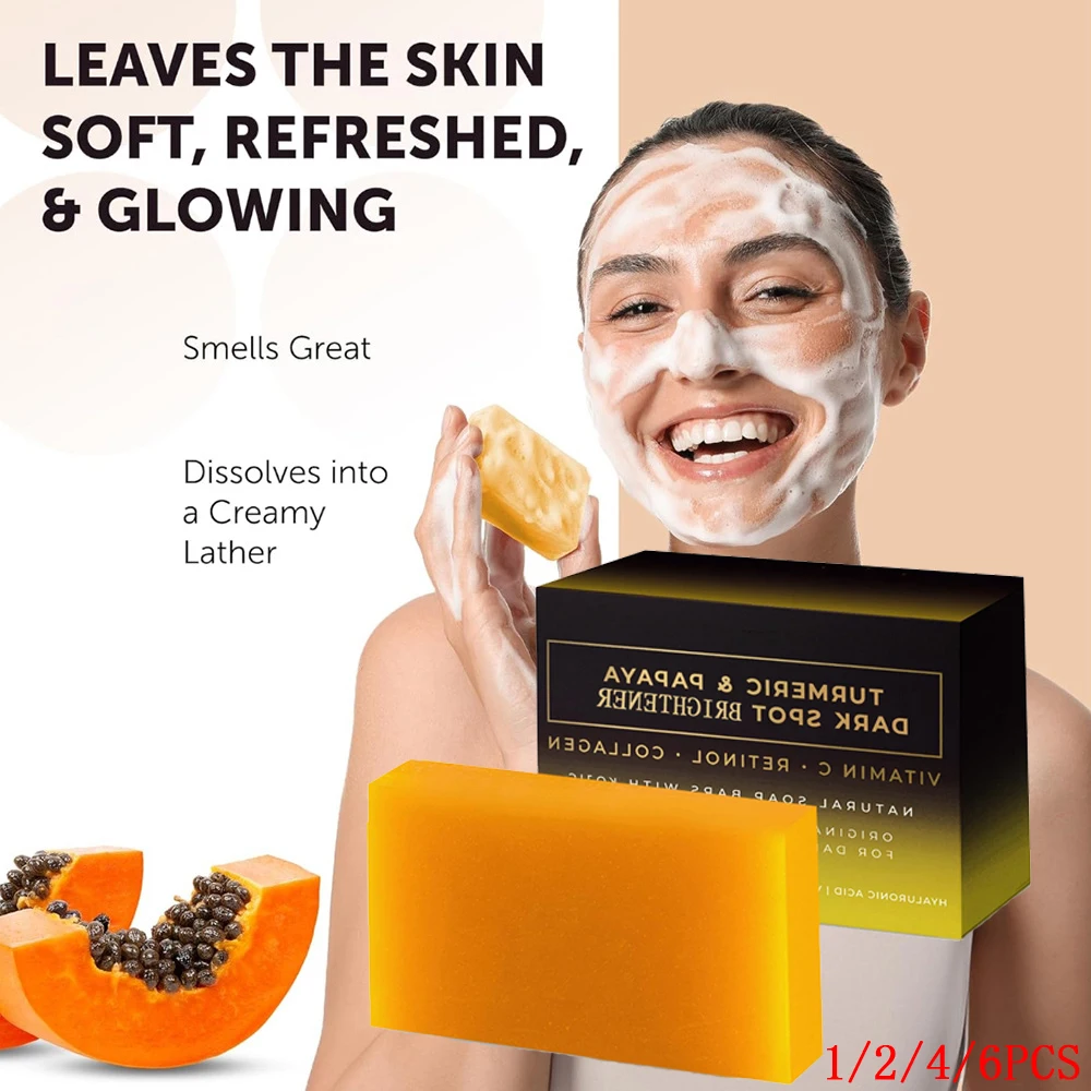 

1/2/4/6Pcs Papaya Handmade Soap Organic Soap Suitable For Deep Cleansing, Exfoliating And Moisturizing On The Face And Shower