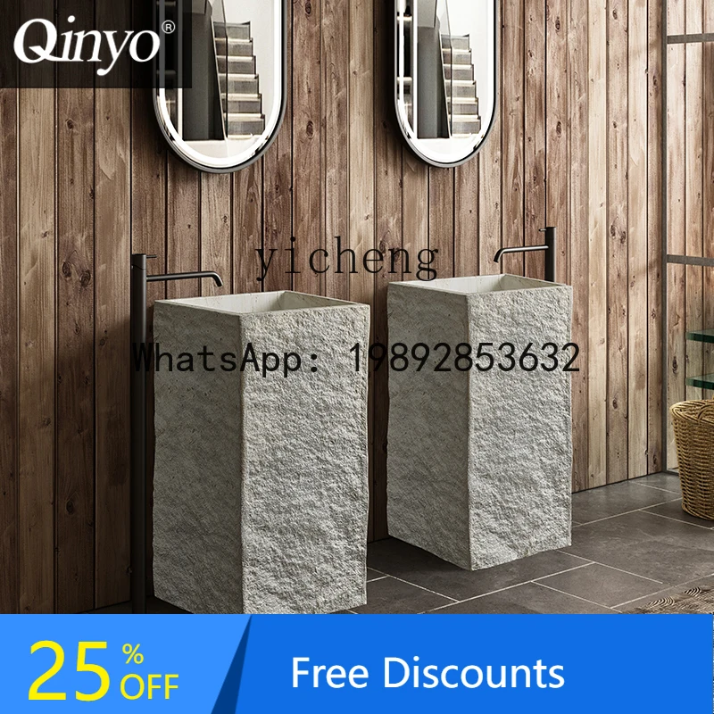 

Freestanding Pedestal Basin Integrated Courtyard Sink Outdoor Household High Pipe Hole Stone Basin