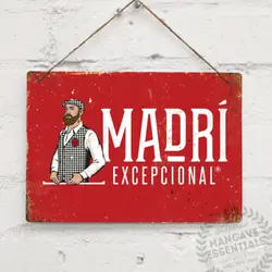 MADRI Excepcinal Metal Wall sign Retro Pub Bar Mancave Lager Spanish Madrid Beer