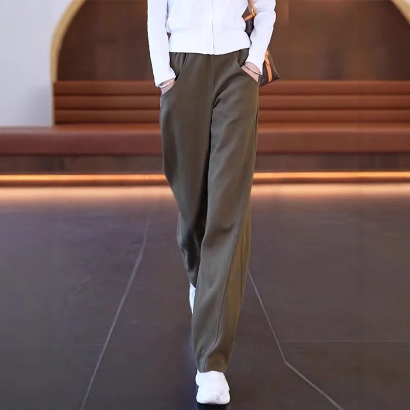 

Wide-Leg Pants Autumn Fleece-Lined Women's Pants Casual Pants Versatile Draped Fashion Banana Pants Slim Fit Sweatpants