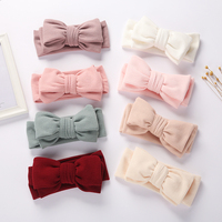 Solid Ribbed Turban Headband Hair Bow Tie Hairbands Topknot Handmade Fashion Kids Headwraps Double Layers Toddler Accessories