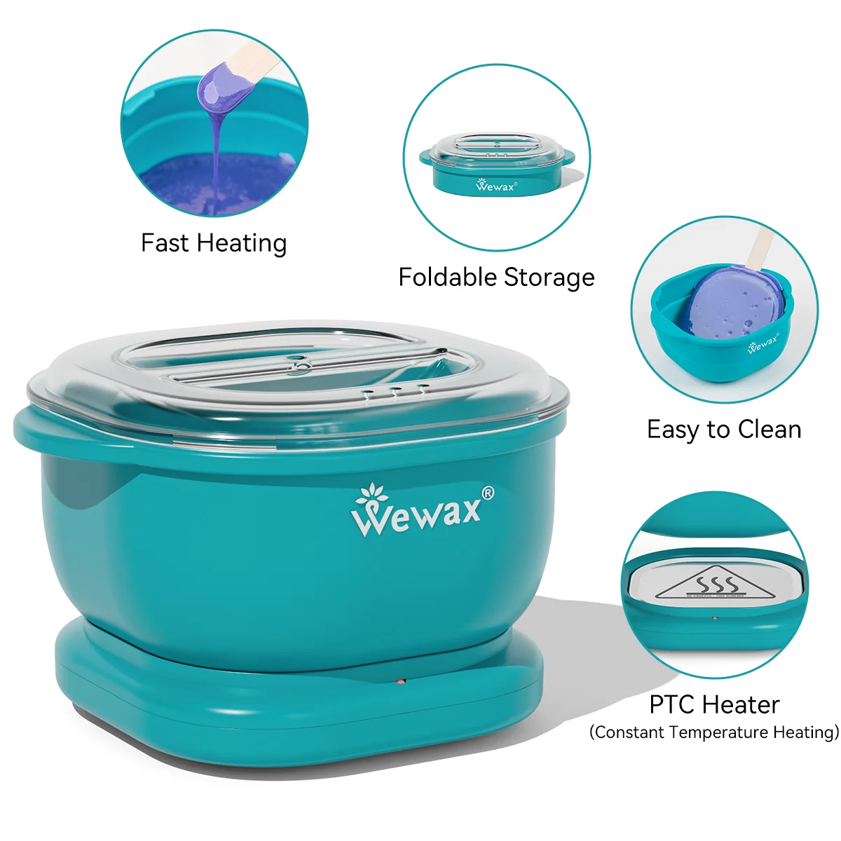 WEWAX High-End Women'S Hair Removal Waxing Kit 16.91oz Portable Folding Design Wax Pot Heater Hard Wax/Dehairing Wax Quick Full Body Painless Hair Removal with 4pcs High-End Wax Beans And Hair Removal Tools Suitable for Full Body Hair Removal