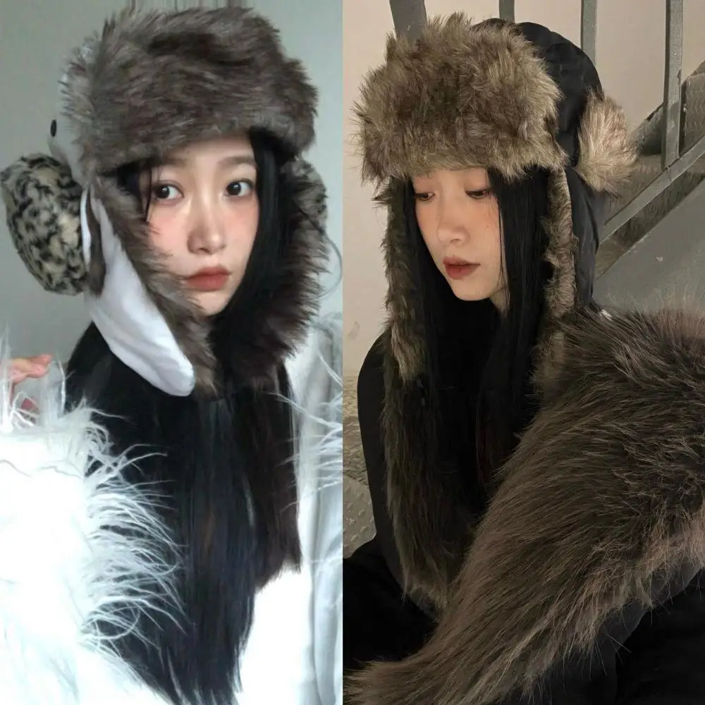 Russo Caldo Protezioni Per Le Orecchie Cappelli Unisex Trapper Bomber Cap Uomo Donna Trapper Cap Aviator Trooper Paraorecchie In Pelliccia Sintetica Paraorecchie Cappello