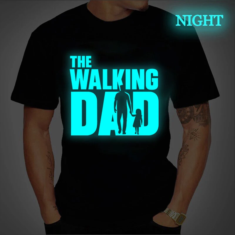 The Walking Dad Luminous T-Shirts Men Fashion Summer Tshirt Casual Short Sleeves Tshirt Funny Street Casual Hip Hop Tees